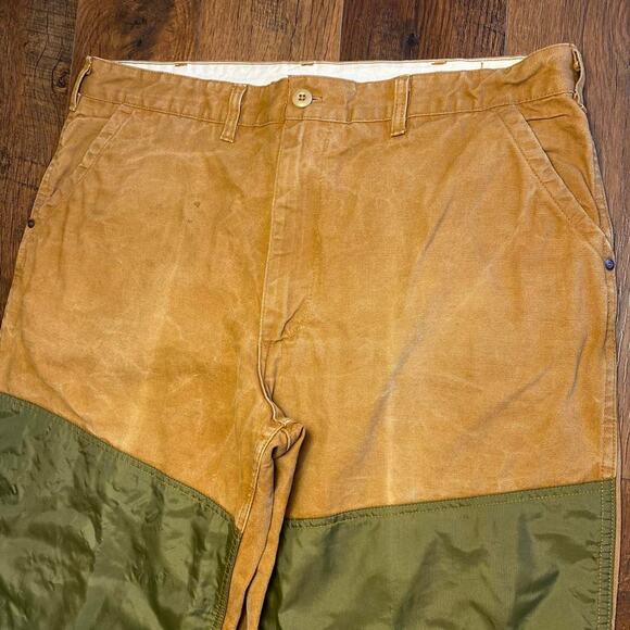 Vintage 90s SafTbak Brown and Army Green Double Knee Wide Leg Baggy Canvas Pants - Picture 3 of 6